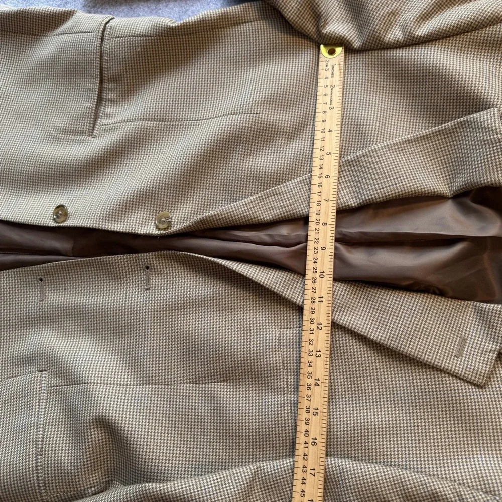 Club Room Mens Blazer Sport Coat Tan Brown Houndstooth Plaid Macy's 2-Button 44R